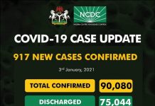 NCDC confirms nine deaths, 917 new cases of COVID-19