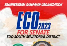 2023: Erumwenbibi Campaign Organization (ECO) signposts Sunny Aguebor (BB) for Edo South Senate, By Otor Drama