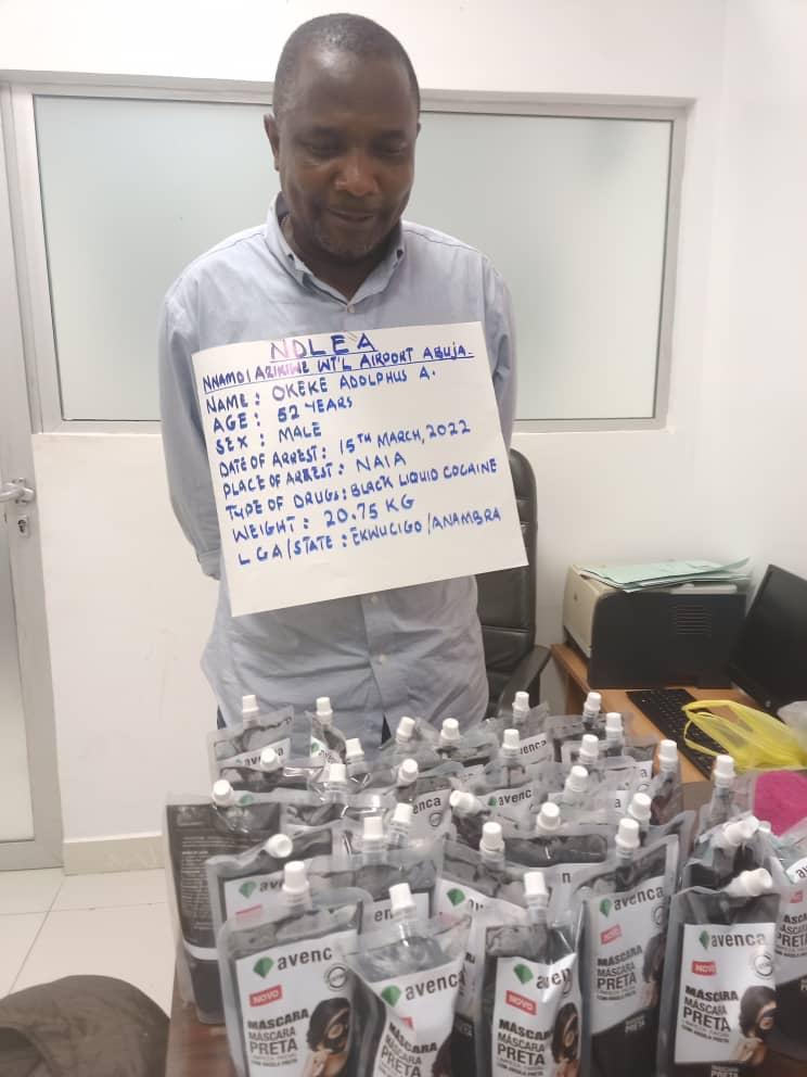 NDLEA arrests 52-year-old man with black liquid cocaine