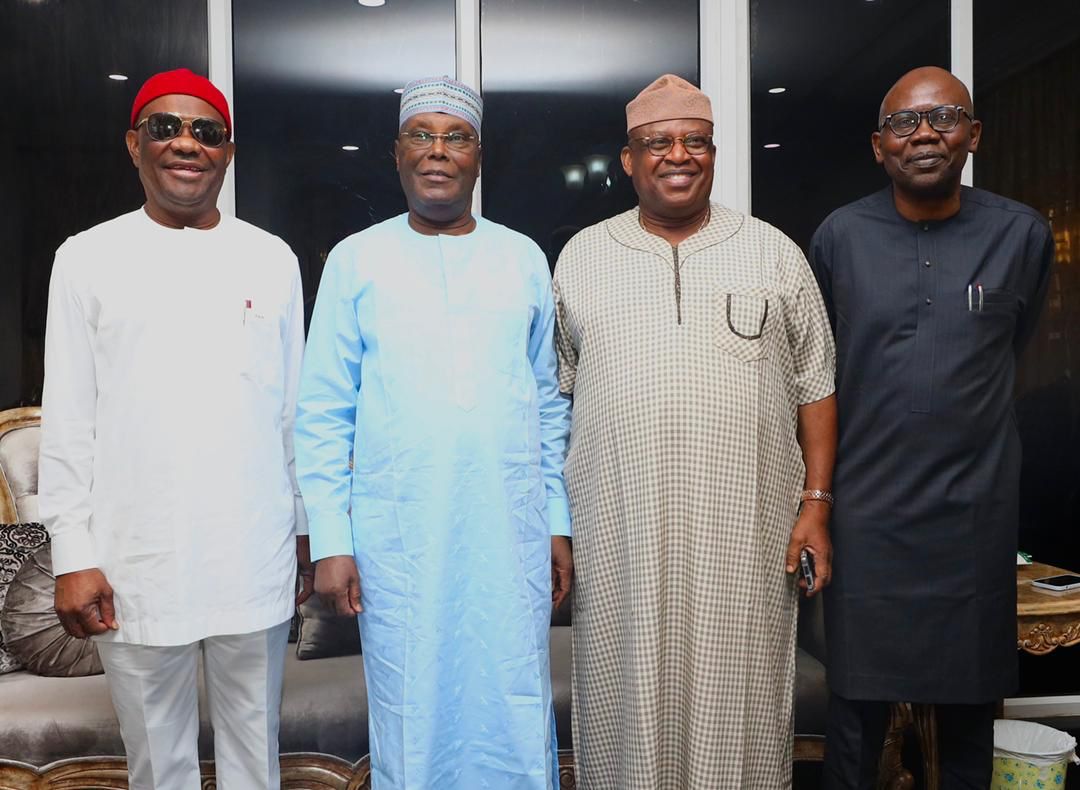 Atiku, Wike, Orbih, Adoke meet, strategise on trouble shooting in PDP (Photos)