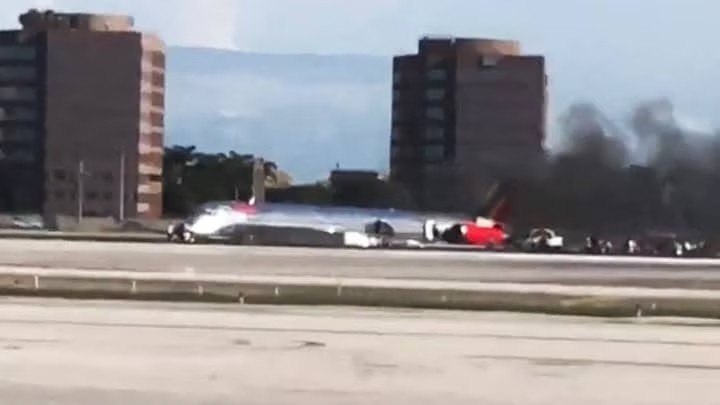Plane catches fire after landing at Miami airport, three persons injured