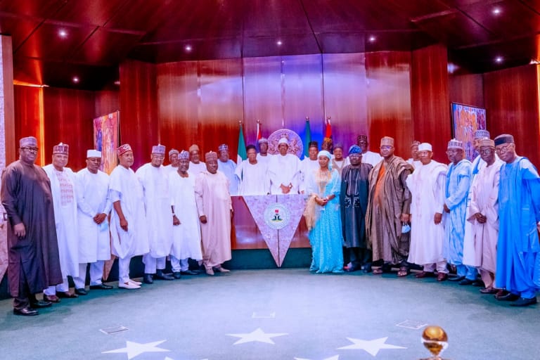 President Buhari hosts significant APC stakeholders, as Tinubu is absent