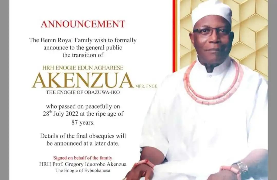 Renowned journalist, Prince Edun Akenzua, takes a final bow
