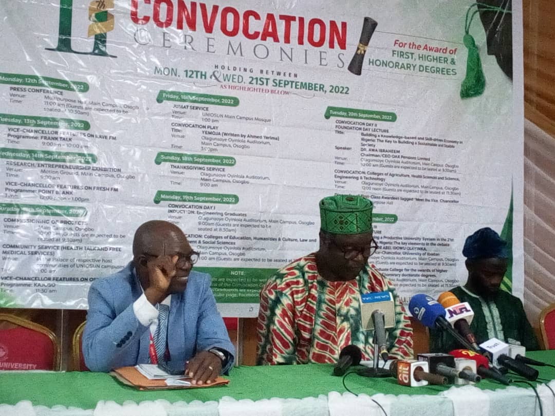 Prof Adebooye rolls out activities for UNIOSUN 10th convocation ceremonies, warns students to shun social vices