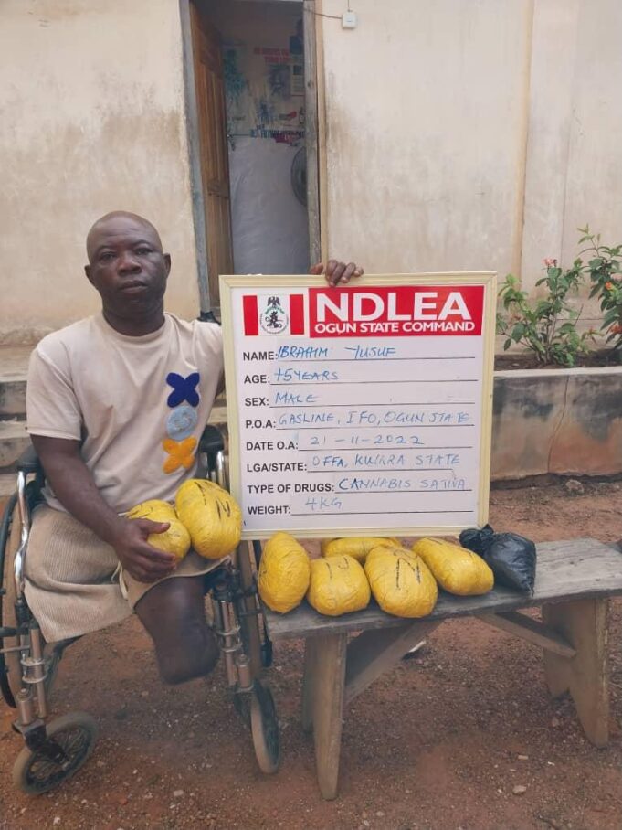 NDLEA seizes 5,851kg cannabis, arrests 45-year-old cripple