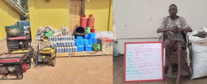 NDLEA uncovers skuchies lab, arrests physically challenged drug dealer in Edo