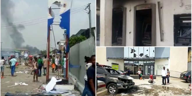 People’s rage as Bank ATMs are destroyed in violent protests in Delta, Oyo, Edo over Naira scarcity (+Videos)