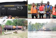 NNPC and its partner, Tantita Security Services arrest six oil vandals, seize a barge laden with 700 barrels of illegal crude oil in Delta State