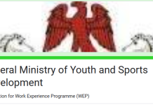 Federal ministry of sports and youth development to hold a three-month work experience programme for youth