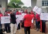 Staff members of petroleum regulatory commission protest poor welfare in Abuja