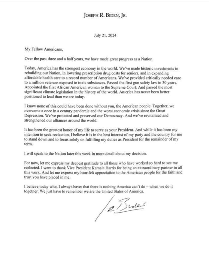 Joe Biden's letter