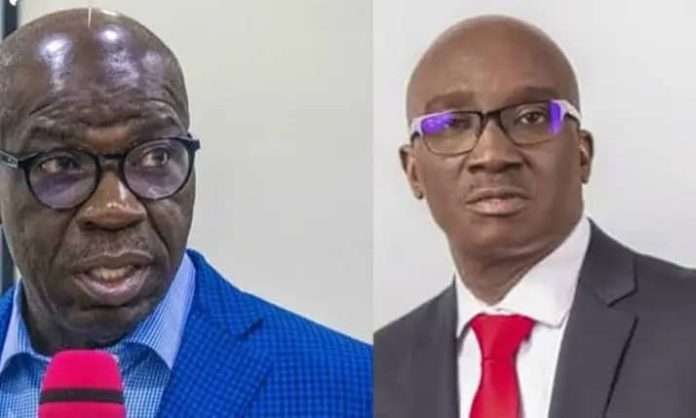 7bddc9b2-782c-41b0-aa10-d132437fcbfb A combined picture of former Governor Obaseki and incumbent Governor Okpebholo