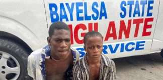 Bayelsa vigilance group arrests two suspects for alleged armed robbery