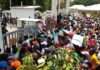 NLC storms FCT Minister Wike’s office over N70,000 minimum wage demand NLC protesters at the gate of Minister Wike's office at the FCT ministry