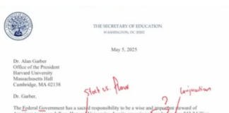 No proof Harvard marked up letter from Linda McMahon announcing end to new federal grants