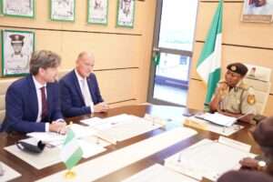 The envoy from Netherlands with Nigerians immigration officials 