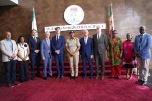 The envoy from Netherlands with Nigerians immigration officials 