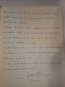 Condolence message written for Late president Muhammed Buhari by UN chief. 