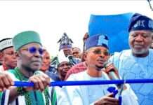 Like Abejide tackles infrastructure gaps in Yagba, By Tunde Olusunle The Agbana of Isanlu, Oba Moses Babatunde Etombi, (left); Hon Leke Joseph Abejide and Chief Henry Oluseyi Omotoso, at the inauguration of the Isanlu Townhall Driveway, in the accompanying photograph, last April.