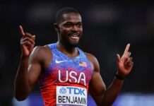 Rai Benjamin reinstated as world champion after controversial disqualification in 400m hurdles Rai Benjamin of the U.S. celebrates after winning the men's 400m hurdles finail (REUTERS)