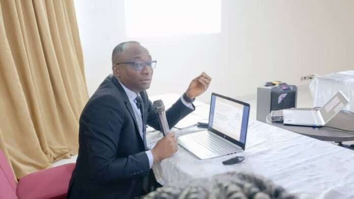 IMG-20251013-WA0006 Director-General, Bureau of Public Procurement (BPP), Dr. Adebowale A. Adedokun, FCIPS, ACFE, delivering his presentation at the retreat organized by David Umahi Federal University of Health Sciences (DUFUHS) at Golden Royale Hotel, Enugu