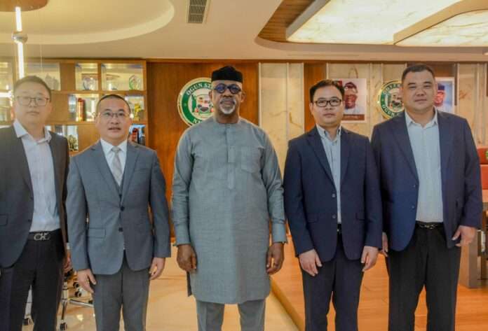 L-R: Vice President, Inner Galaxy Group, Mr Jackie Chan; Vice Chairman, RSIN Group, Mr You Xiaotan; Ogun State Governor, Prince Dapo Abiodun; Managing Director, Stellar Steel Company Limited, Mr Zhang and the President, Inner Galaxy Group, Mr Li Chuang, during a visit to the Governor's Office at Oke-Mosan, Abeokuta on Wednesday.