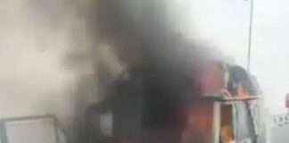 Commercial bus catches fire on Third Mainland Bridge, causes major traffic gridlock