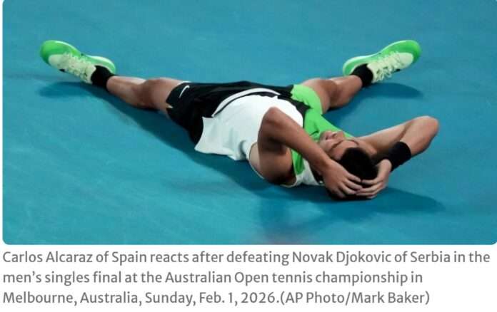 Screenshot_20260201_160326_Chrome Carlos Alcaraz beats Novak Djokovic to become the youngest man to complete a career Grand Slam