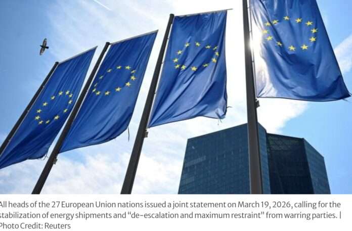 EU asks for reopening of the Strait of Hormuz and no more strikes on energy, water sites