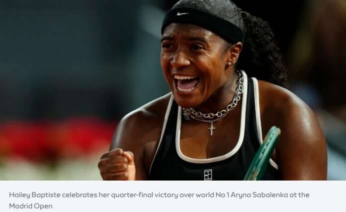 Aryna Sabalenka: Hailey Baptiste stuns world No 1 at Madrid Open after saving six match points in quarter-final clash
